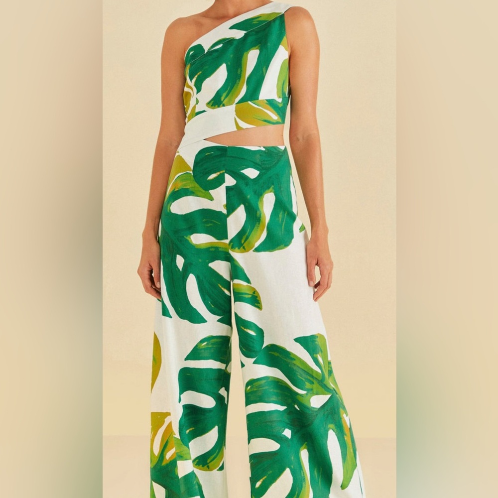 NWT Farm Rio White Monstera Jumpsuit
